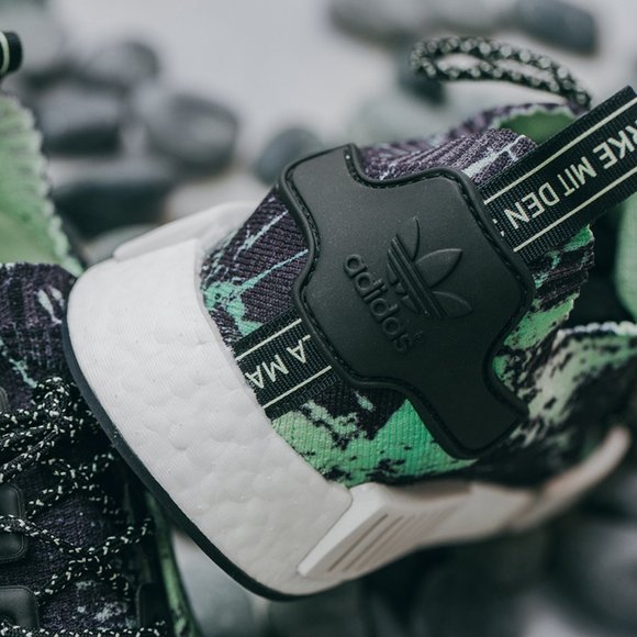 Adidas NMD R1 PK Mens Sneakers Green Marble Black - Picture 5 of 15
